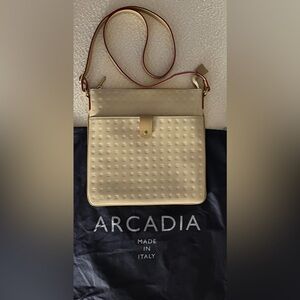 Arcadia Cream Patent Leather Crossbody Bag